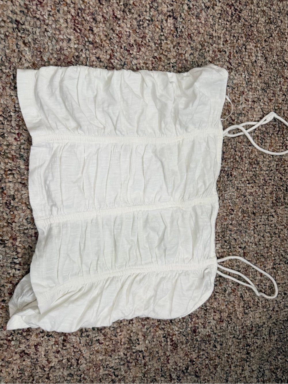 Free People White Ruched Strapless Tube Top